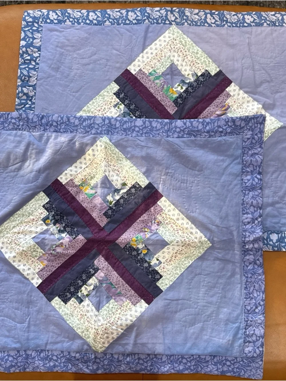 Set of 2 Quilted Patchwork Pillow Shams – 100% Cotton – 21” x 27”